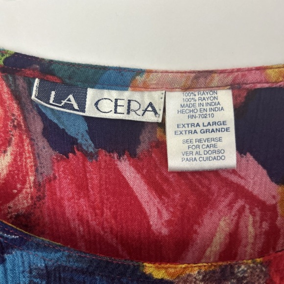 La Cera Womens Dress Size XL Sleeveless Buttons Slit Sides Crinkle Midi Floral - Picture 5 of 7